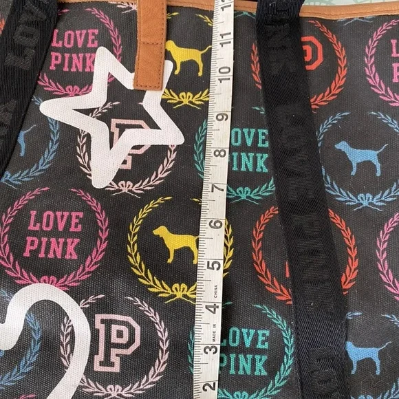Victoria Secret PINK Rainbow Color Logo Tote Bag Pre-Owned - Picture 5 of 7